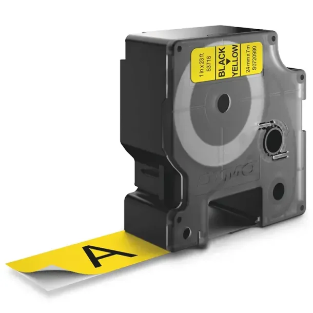 DYMO D1 Tape - 24mm x 7m, Gul (sort skrift)