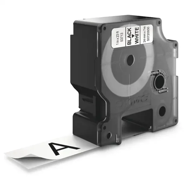 DYMO D1 Tape - 24mm x 7m, Hvid (sort skrift)
