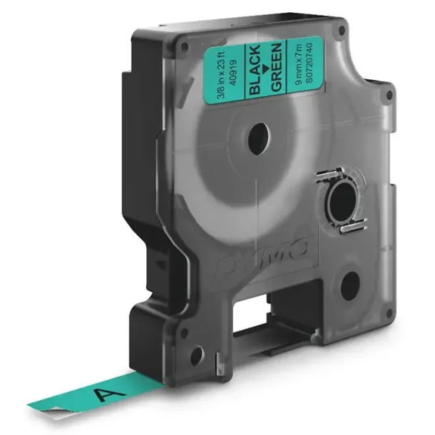 DYMO D1 Tape - 9mm x 7m, Grn (sort skrift)
