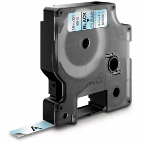DYMO D1 Tape - 9mm x 7m, Transparant (sort skrift)