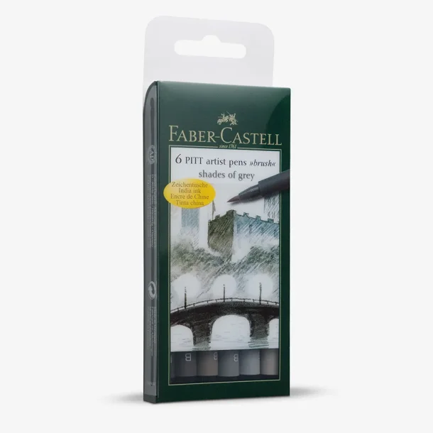 Faber - Castell | PITT artist pen B | ske med 6 stk. i gr |