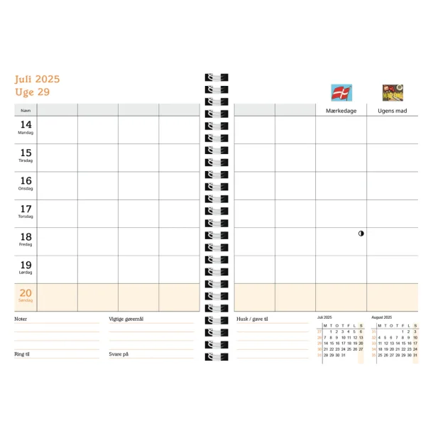 FamilyPlan Bordkalender Skole�ret 2025/2026 | 6-personer |