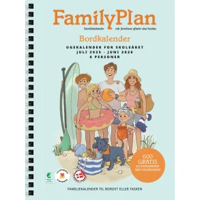 FamilyPlan Bordkalender Skoleret 2025/2026 | 6-personer |