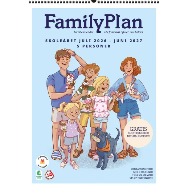 FamilyPlan Skole�rskalender 26/27 5 personer 