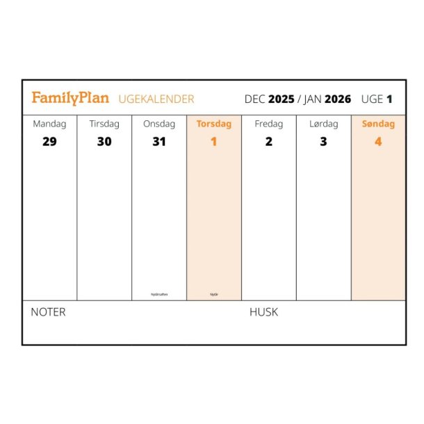 FamilyPlan �rskalender 2026 Blok