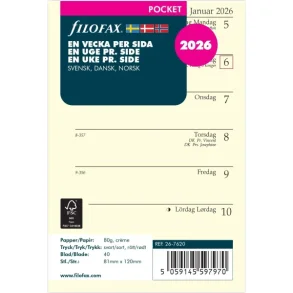 Filofax | Refill Pocket | 2026 | Uge pr. side |