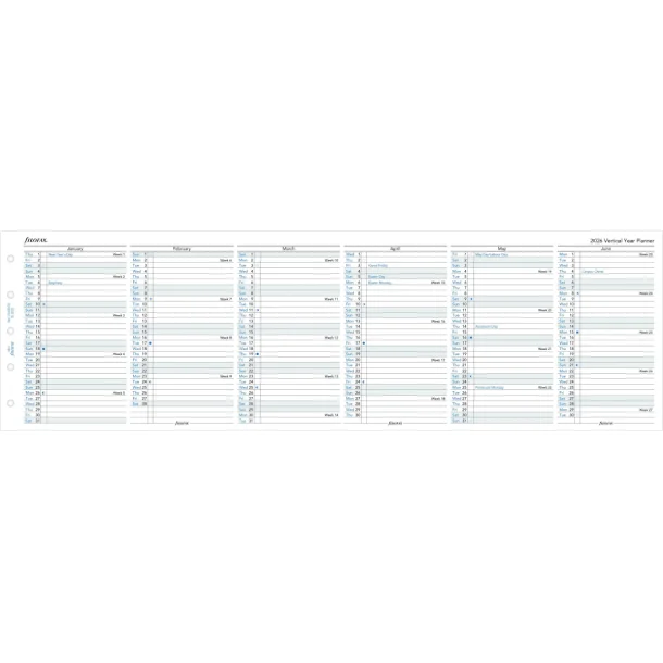 Filofax | rsoversig Mini | 2026 | Refill | Engelsk | 