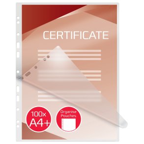 Lamineringslomme m/huller klar 125my A4 (100)