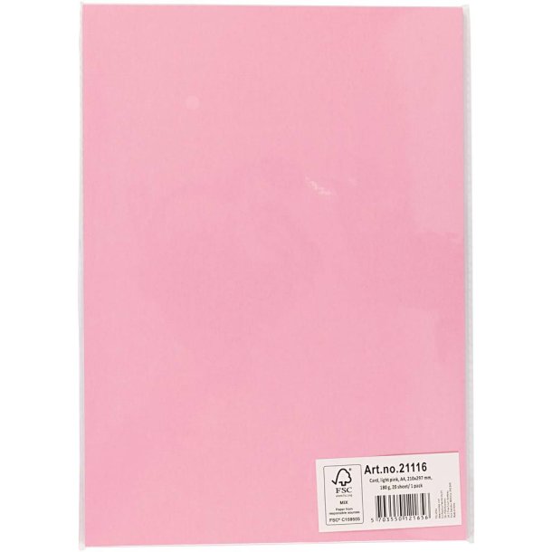 Karton A4, Lyser�d, 180g, 20ark
