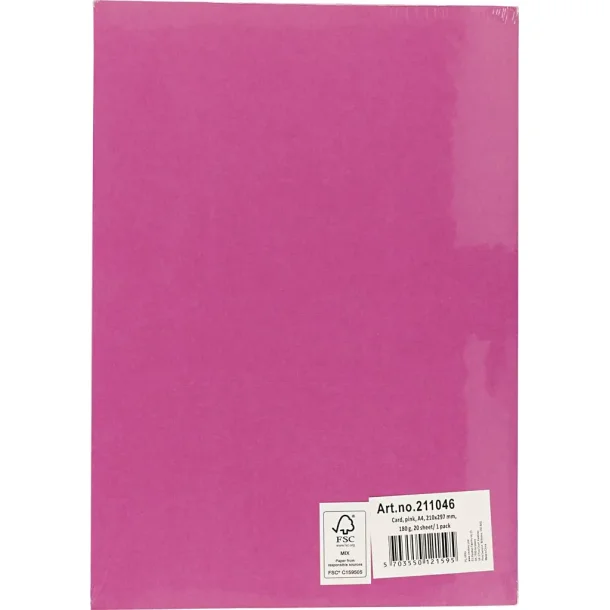 Karton A4, Pink, 180g, 20ark