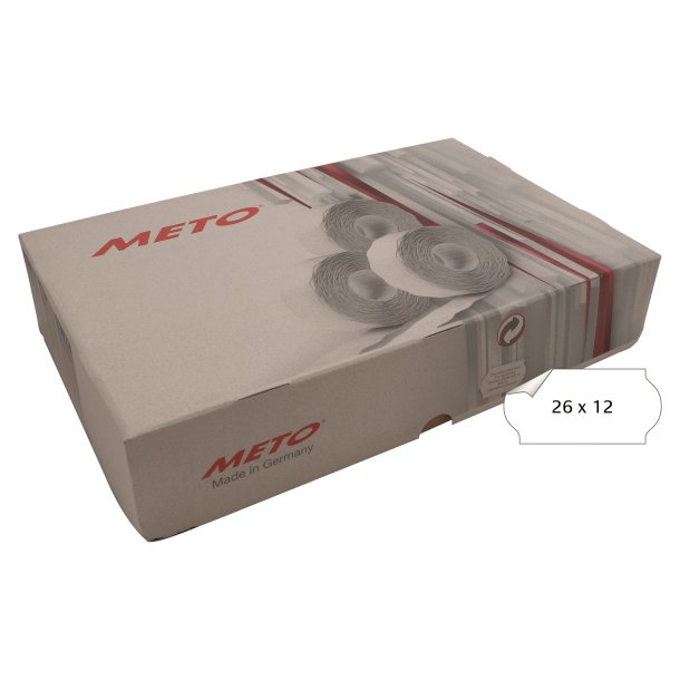 Meto etiket aftag 26x12 hvid (36rlX1500)