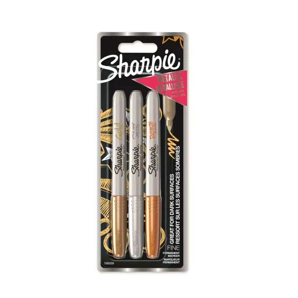 Marker Sharpie Metallic 1,4mm ass Guld/S�lv/Bronze (3)