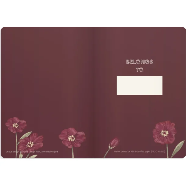 Notebook Deluxe A5 Burgundy Flowers