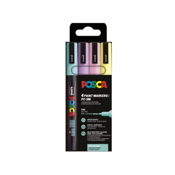 Posca PC-3M, 4 stk. Soft Color