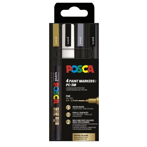 Posca PC-3M, St med 4 stk. 