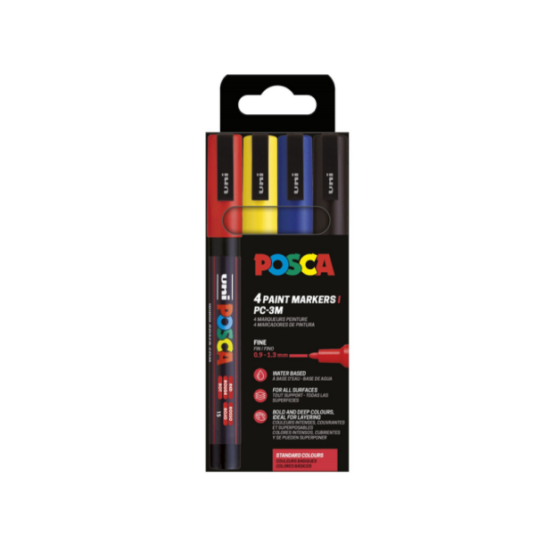 Posca | PC-3M | 4 stk. | Set Basic Color |