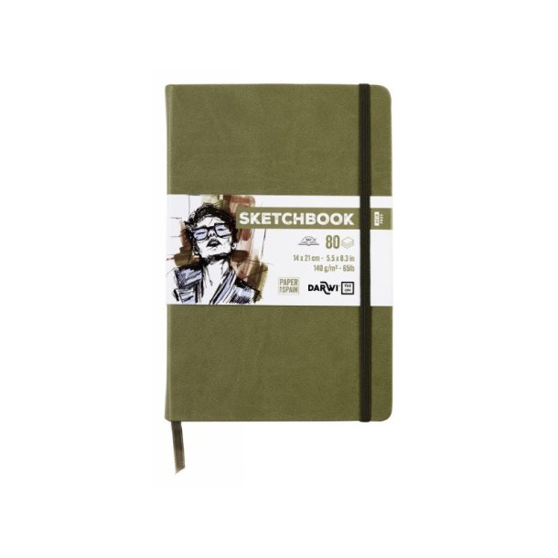 Skitsebog | 14x21 cm | 80 sider | 140G | Khaki |