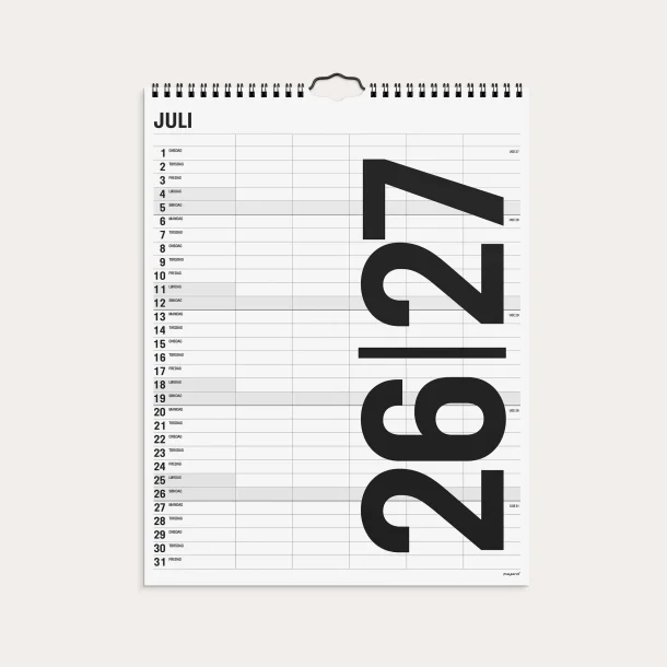 Studie Familiekalender | black &amp; white | 2026/2027 |