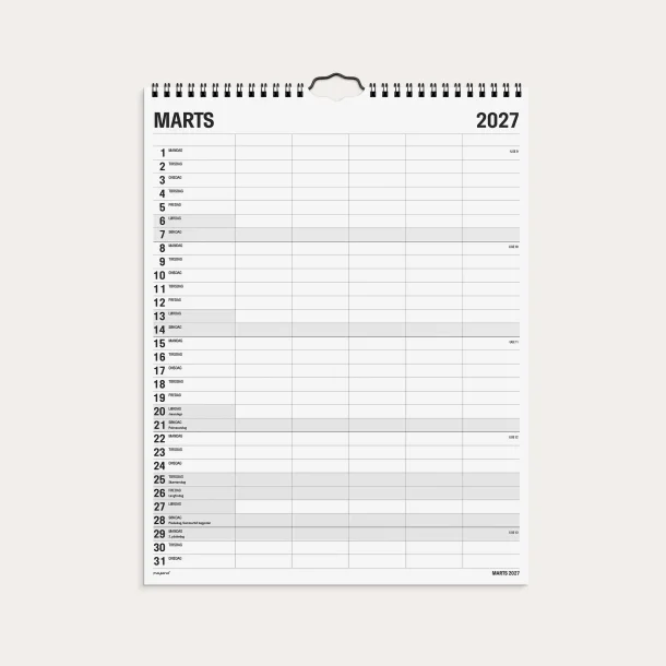 Studie Familiekalender | black &amp; white | 2026/2027 |