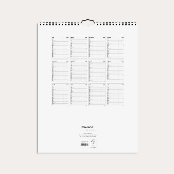 Studie Familiekalender | black &amp; white | 2026/2027 |