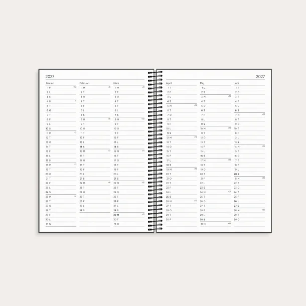 Studie Organizer &amp; Notes | A5 | ugekalender | sort | 2026/2027 |