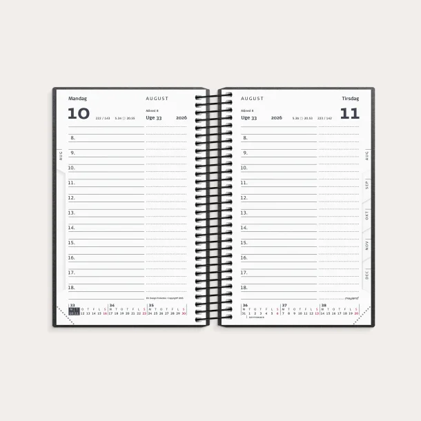 Studie mini | dagkalender | sort | genbrugskarton | 2026/2027 |