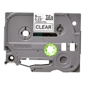 Brother TZe Tape - 6mm x 8m, Transparent (sort skrift)