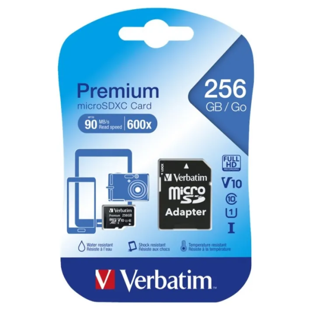 VERBATIM MICRO SDXC PREMIUM 256GB CLASS 10 INC ADAPTER
