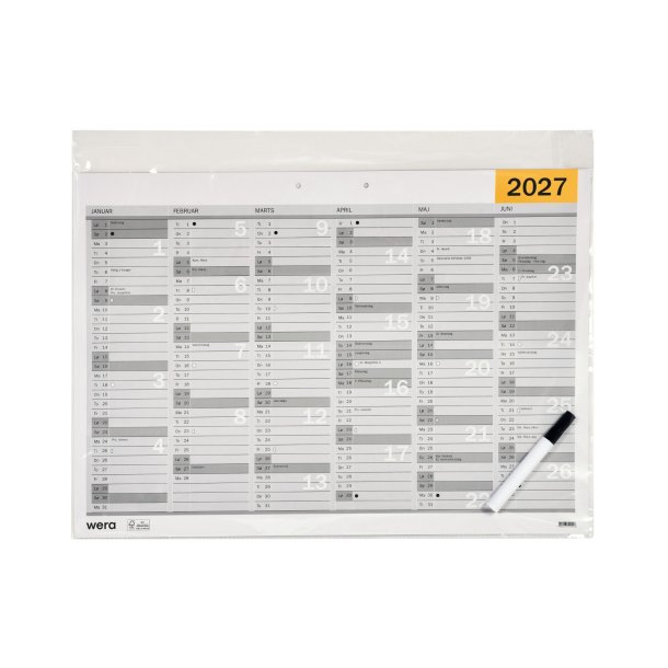 Wera v�gkalender | A2 | 2027 | whiteboard |