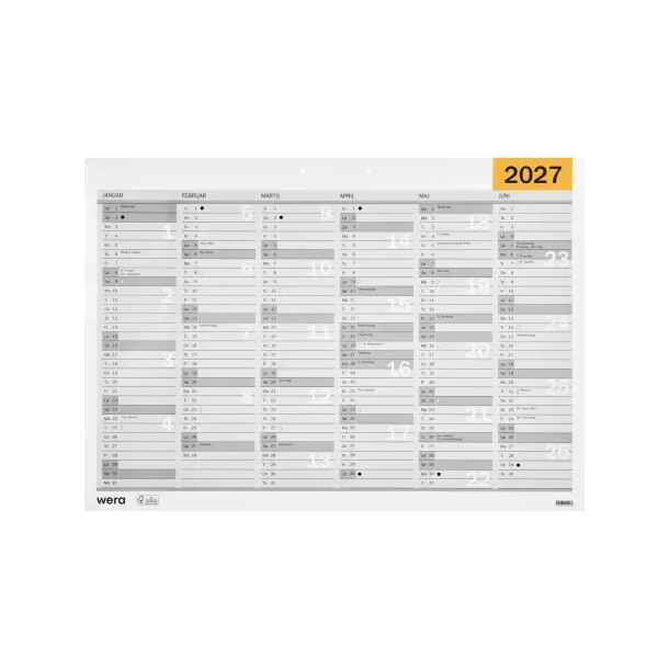 Wera v�gkalender | A3 | 2027 | 