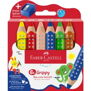 faber - Castell | Farveblyanter | Grippy XXL Jumbo 6 stk. +blyantsspidser |