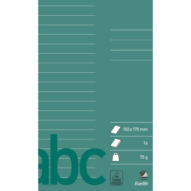 Bantex glosehfte 102x170mm, linjeret 16 blade