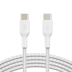 USB-C to USB-C Braided PVC 2m Twin Pack, White