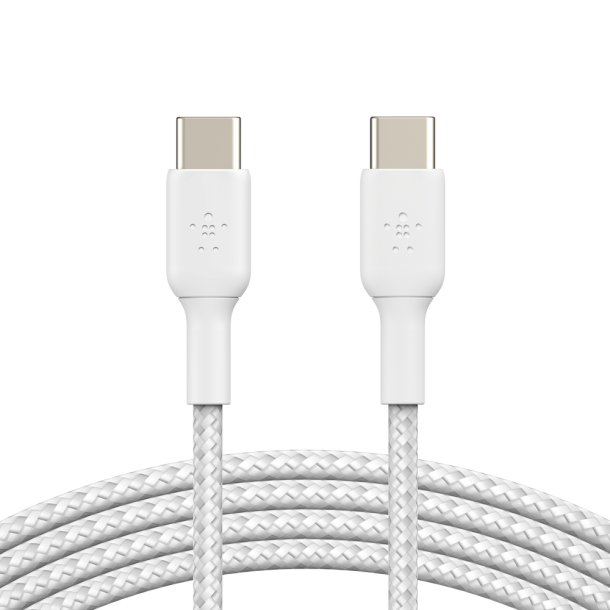 USB-C to USB-C Braided PVC 2m Twin Pack, White