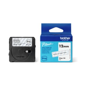 BTAG-135 12mm White on clear tape
