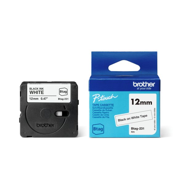 BTAG-231 12mm Black on white tape