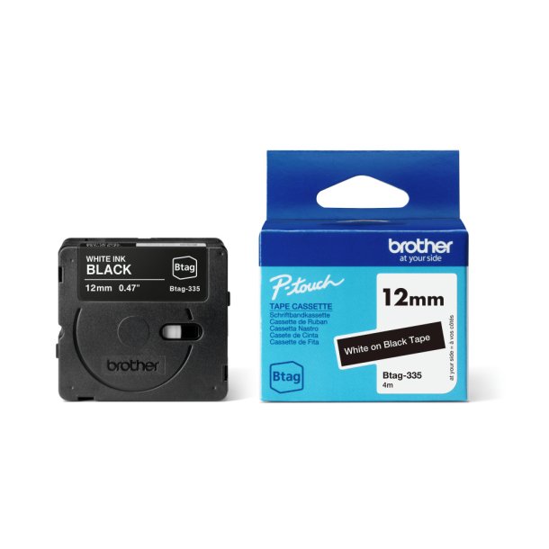 BTAG-335 12mm White on black tape
