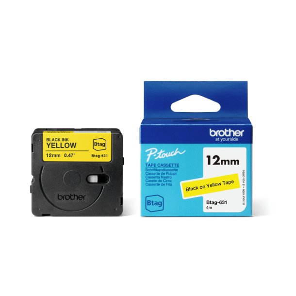 BTAG-631 12mm Black on yellow tape