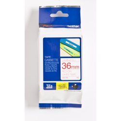 Brother TZe Tape - 36mm x 8m, Hvid (r�d skrift)