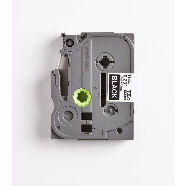 Brother TZe Tape - 6mm x 8m, Sort (hvid skrift)