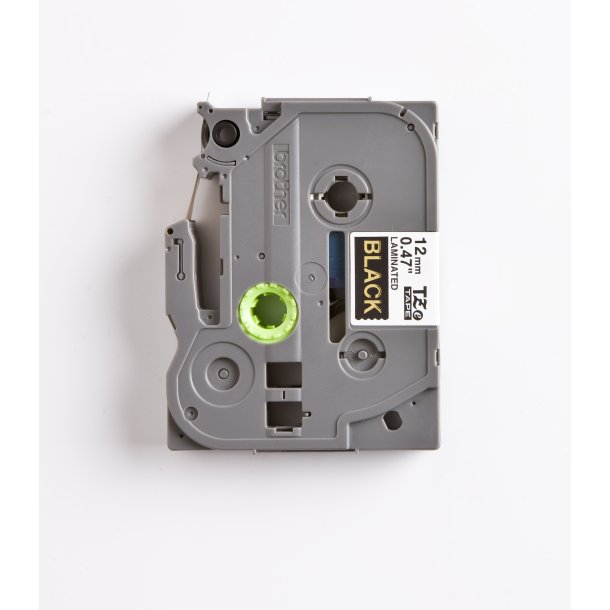 Brother TZe Tape - 12mm x 8m, Sort (guld skrift)