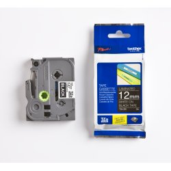 Brother TZe Tape - 12mm x 8m, Sort (hvid skrift)