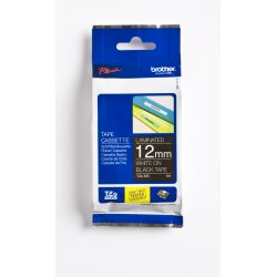 Brother TZe Tape - 12mm x 8m, Sort (hvid skrift)