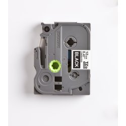 Brother TZe Tape - 12mm x 8m, Sort (hvid skrift)