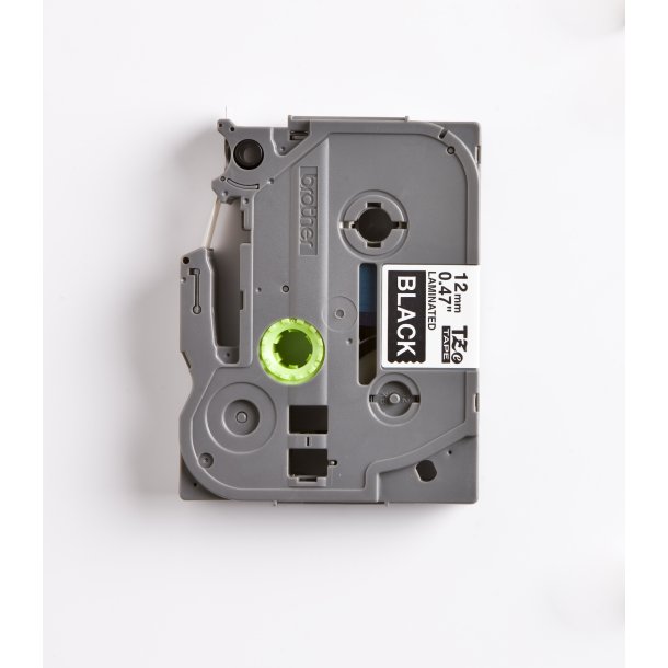 Brother TZe Tape - 12mm x 8m, Sort (hvid skrift)