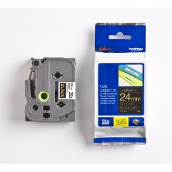 Brother TZe Tape - 24mm x 8m, Sort (guld skrift)