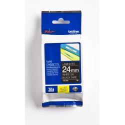 Brother TZe Tape - 24mm x 8m, Sort (hvid skrift)