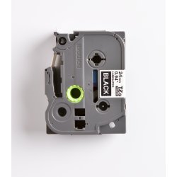 Brother TZe Tape - 24mm x 8m, Sort (hvid skrift)