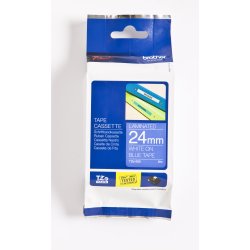 Brother TZe Tape - 24mm x 8m, Bl� (hvid skrift)