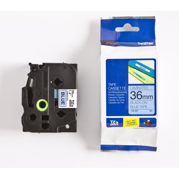 Brother TZe Tape - 36mm x 8m, Bl� (sort skrift)